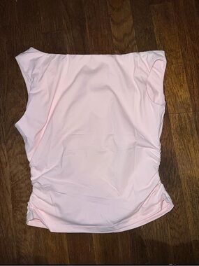 Soft Pink Ruched Cap Sleeve Top